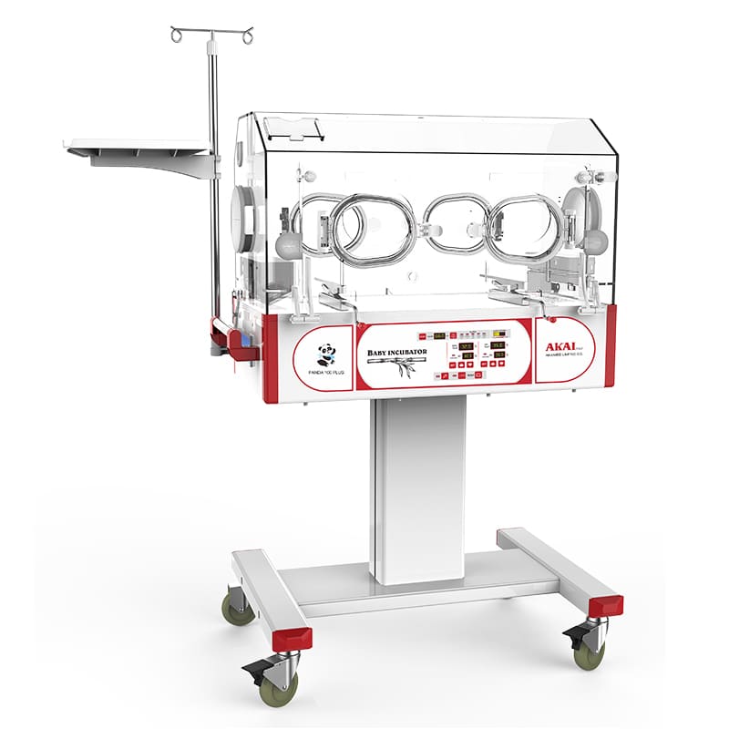 AKAIMED Baby incubator (panda100) Made of aluminum electrostatic (anti rust) single & Curved Wall  6 opining  Big size infant bed Temperature & Humidity Control