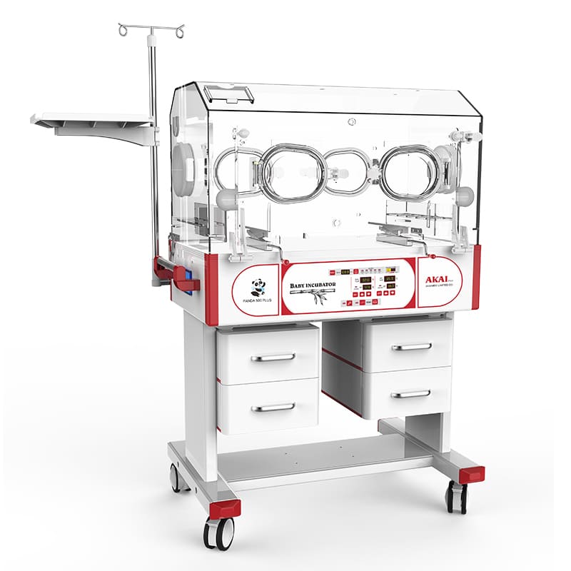 AKAIMed Baby incubator (panda500) Double & Curved wall  4 drawers  Made of aluminum electrostatic (anti rust)