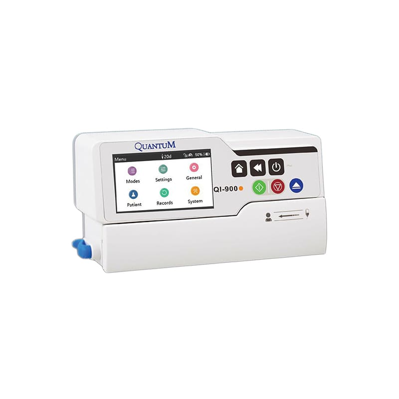 Quantum Infusion Pump (QI 900) Water proof, 4.3'color touch screen, easy operation, 6 modes  Flow rate: 0.01—1200 ml/h  Battery life:9 hr, Manual & programmable Bolus settings (White)